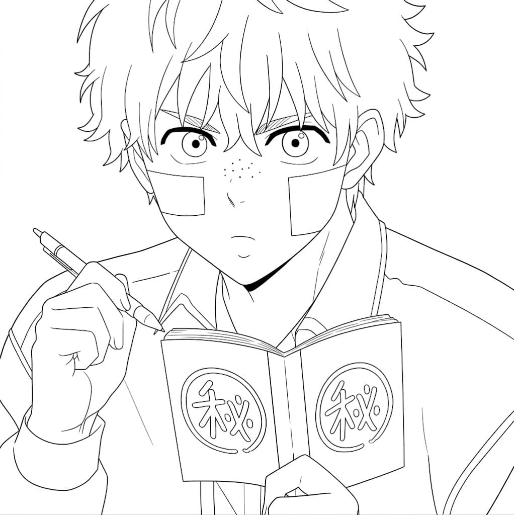 Coloriage Akihiko Nirei cherche un livre