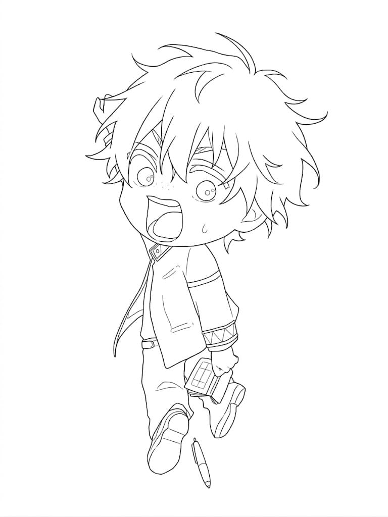 Coloriage Akihiko Nirei chibi amusant