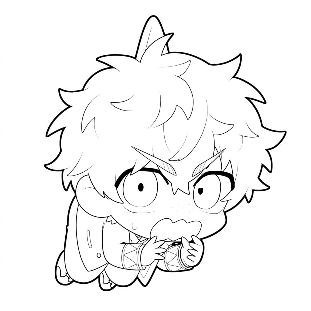 Coloriage Akihiko Nirei mignon effrayant