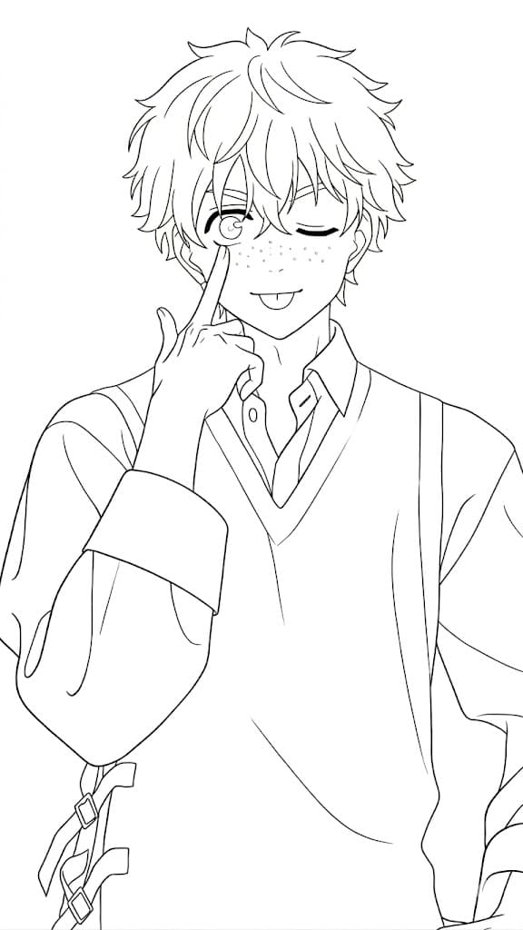 Coloriage Akihiko Nirei s'amuse