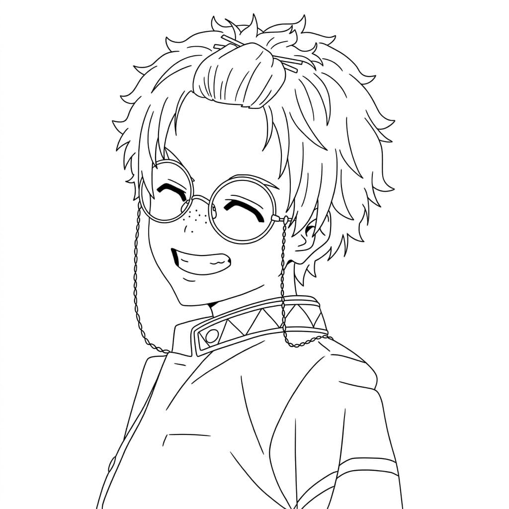 Coloriage Akihiko Nirei souriant