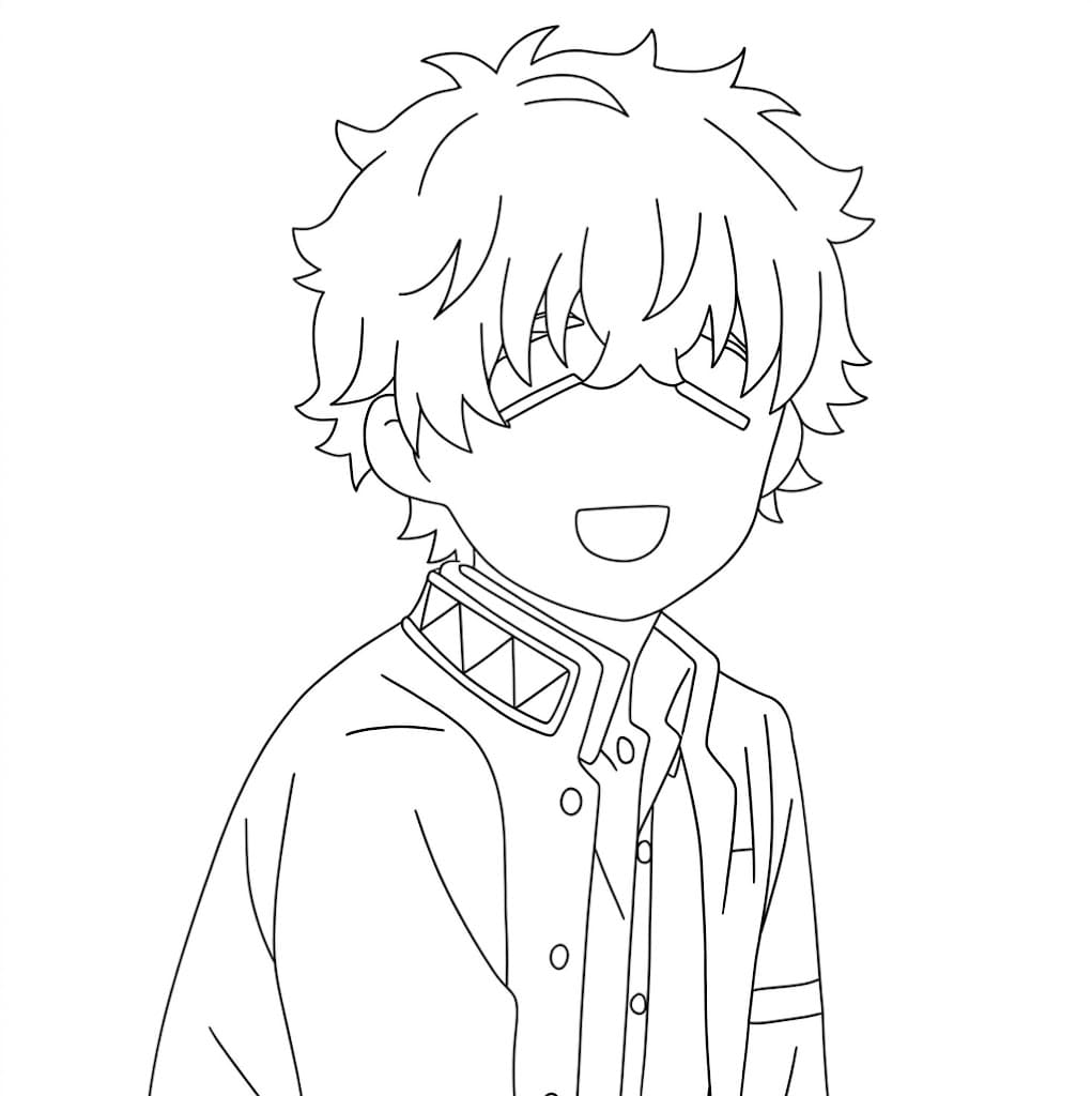 Coloriage Akihiko Nirei timide