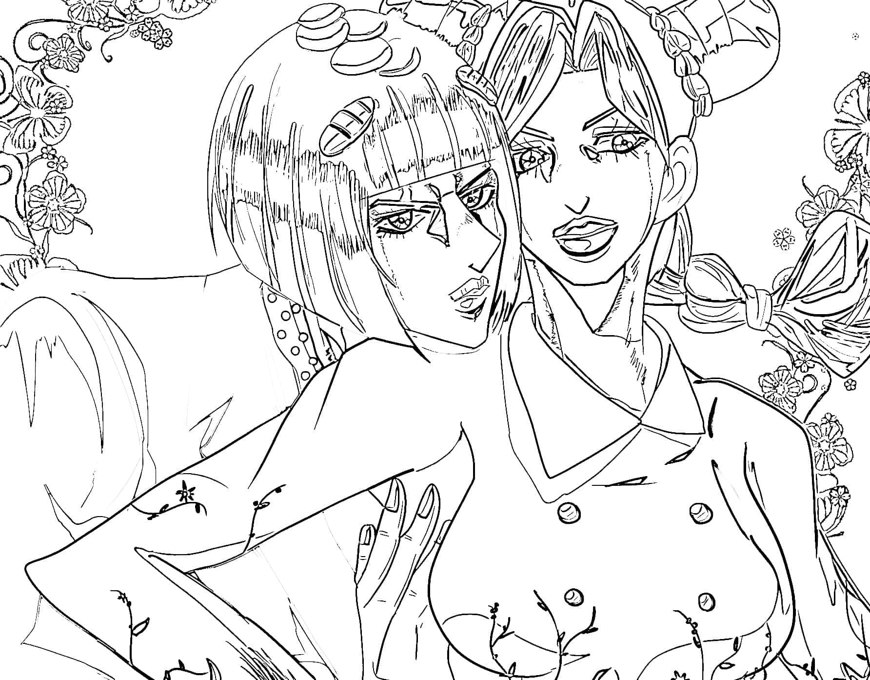 Coloriage Bruno Bucciarati et Jolyne Cujoh