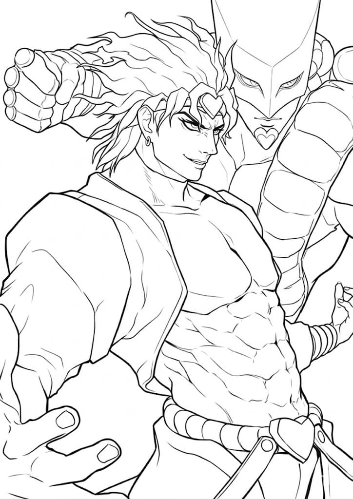 Coloriage Combat de Dio Brando