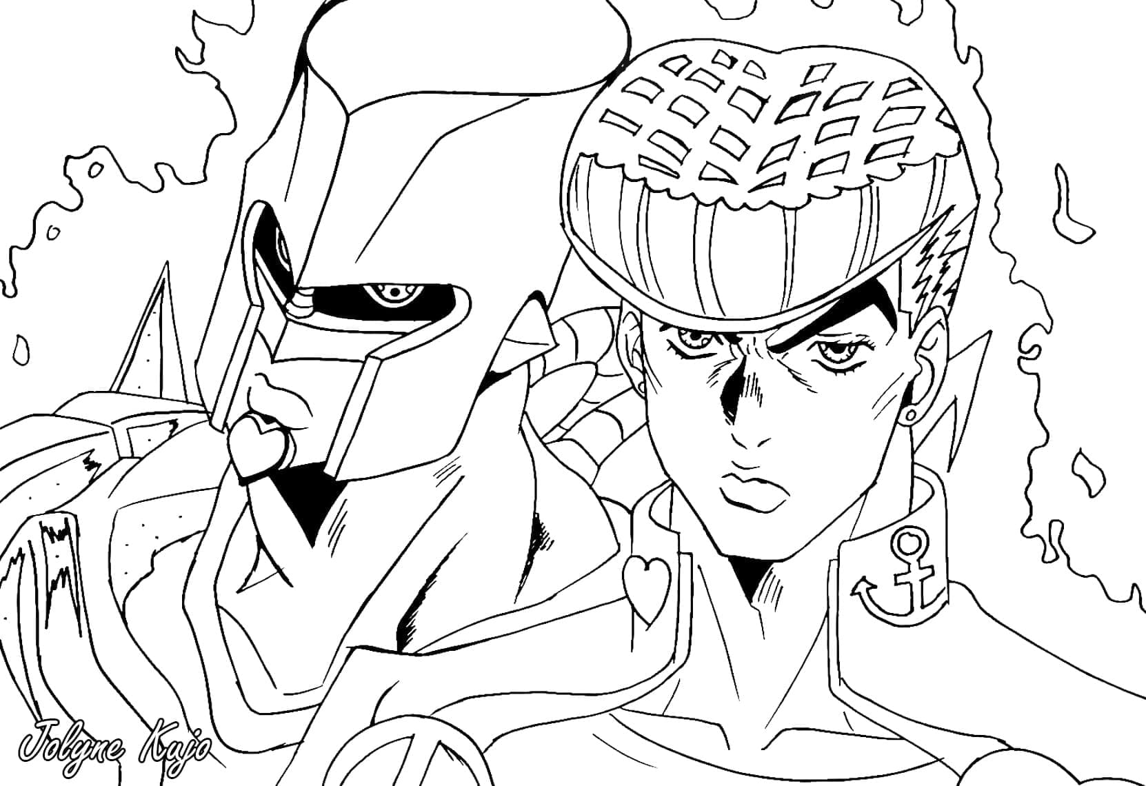 Coloriage Crazy Diamond et Josuke Higashikata