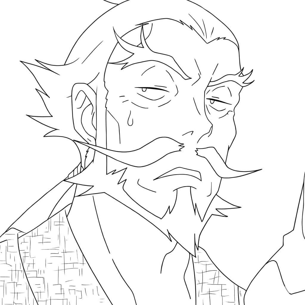 Coloriage Gantetsusai Tamiya visage ennuyeux