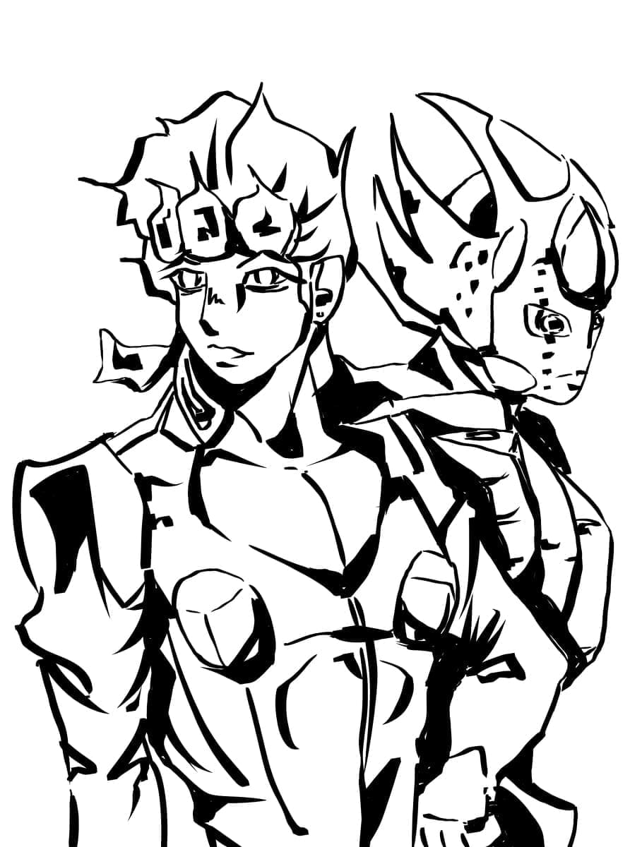 Coloriage Giorno Giovanna avec Gold Experience Requiem