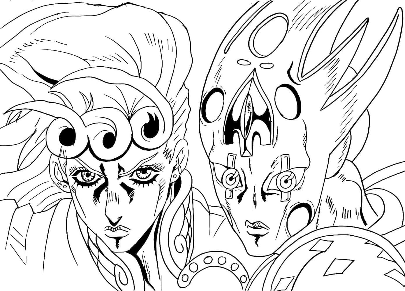 Coloriage Giorno Giovanna et Gold Experience Requiem