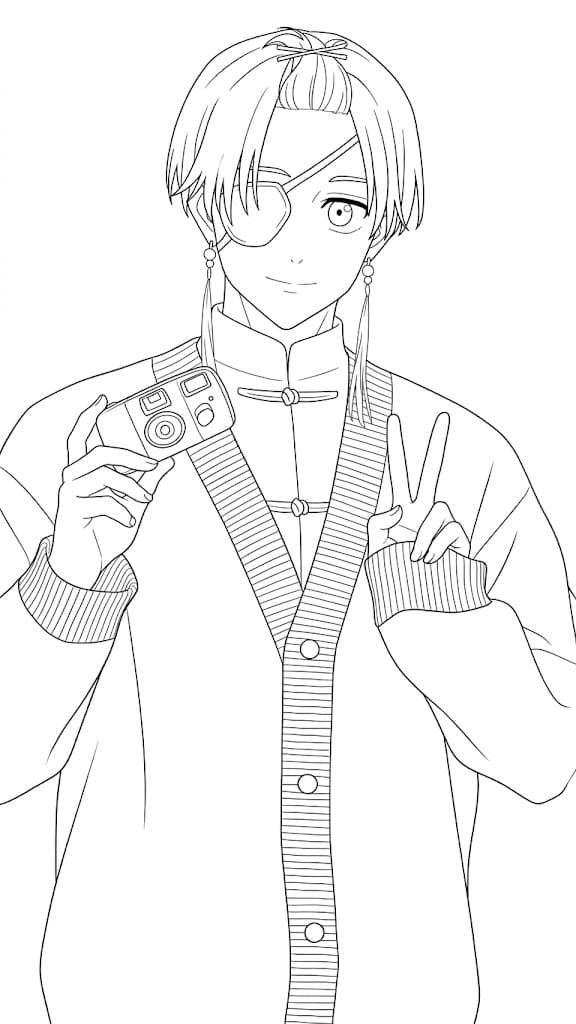 Coloriage Hayato Suō Héros Calme