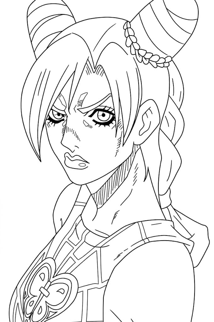 Coloriage Jolyne Cujoh est pensive