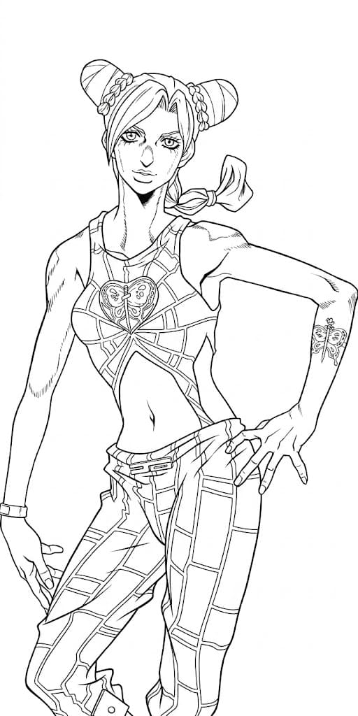 Coloriage Jolyne Cujoh se tient debout