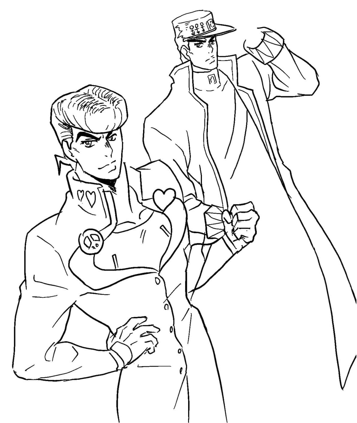 Coloriage Josuke Higashikata avec Kujo Jotaro
