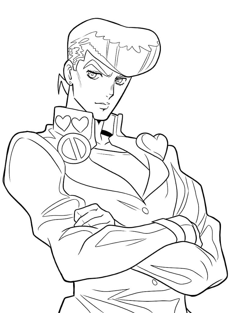 Coloriage Josuke Higashikata croisa les bras