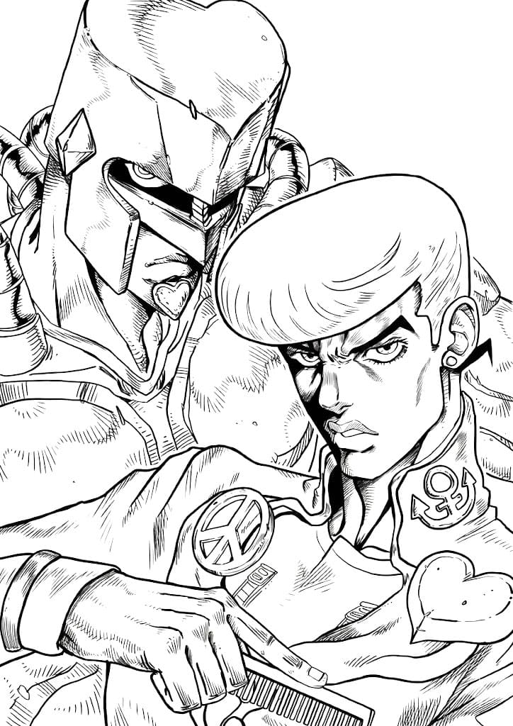 Coloriage Josuke Higashikata est sympathique