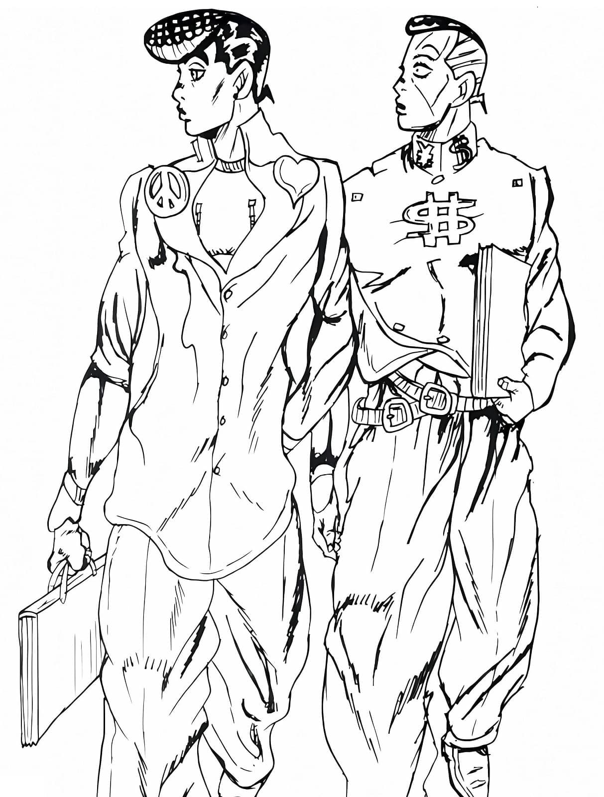 Coloriage Josuke Higashikata et Okuyasu