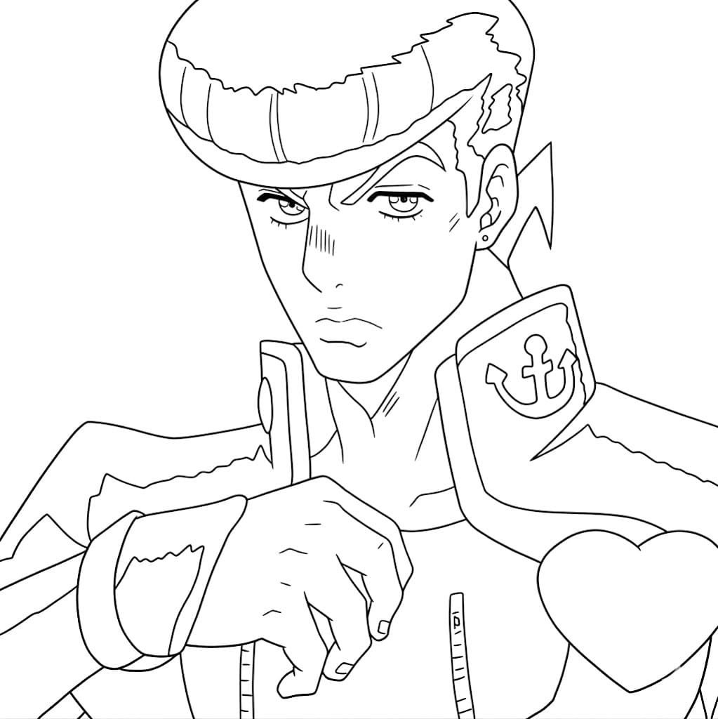 Coloriage Josuke Higashikata réfléchit
