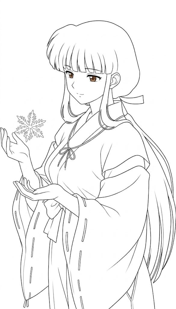 Coloriage Kikyō avec des fleurs