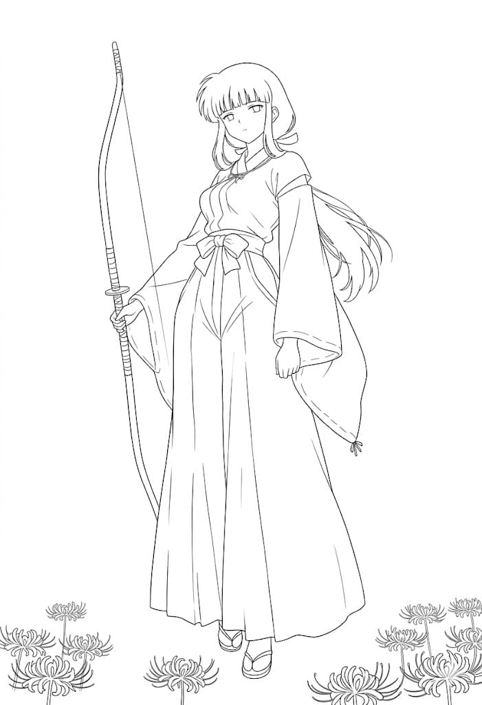 Coloriage Kikyō de Anime Inuyasha