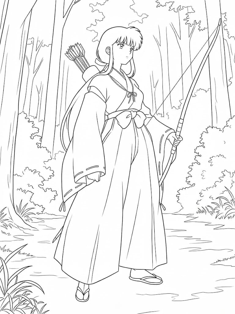 Coloriage Kikyō en forêt