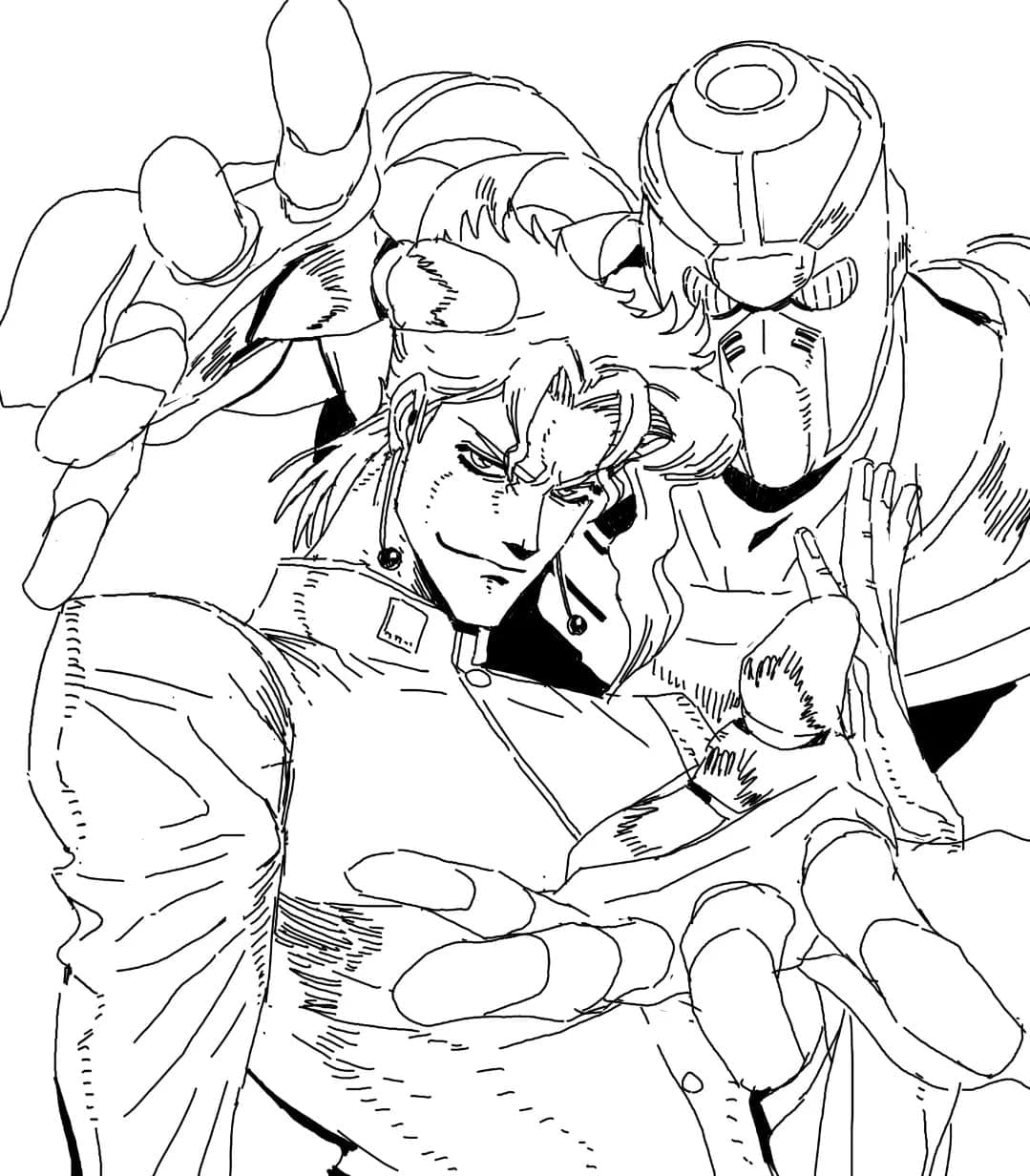 Coloriage Noriaki Kakyoin et Hierophant Green