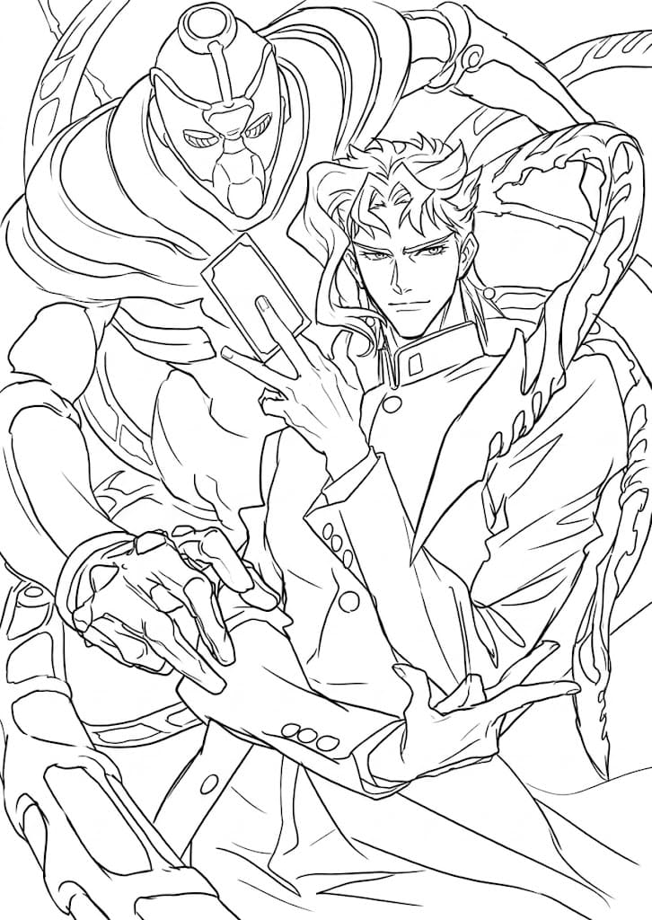 Coloriage Noriaki Kakyoin Étreinte Épineuse