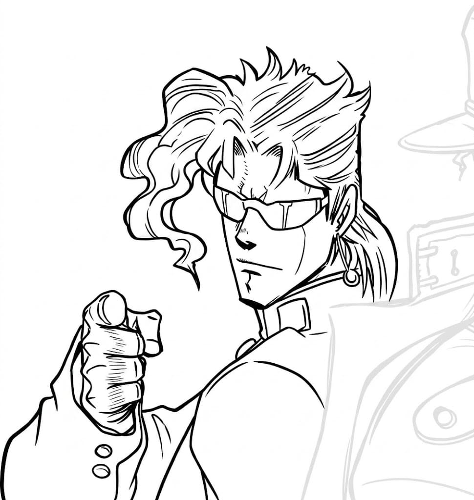Coloriage Noriaki Kakyoin Prêt à Attaquer