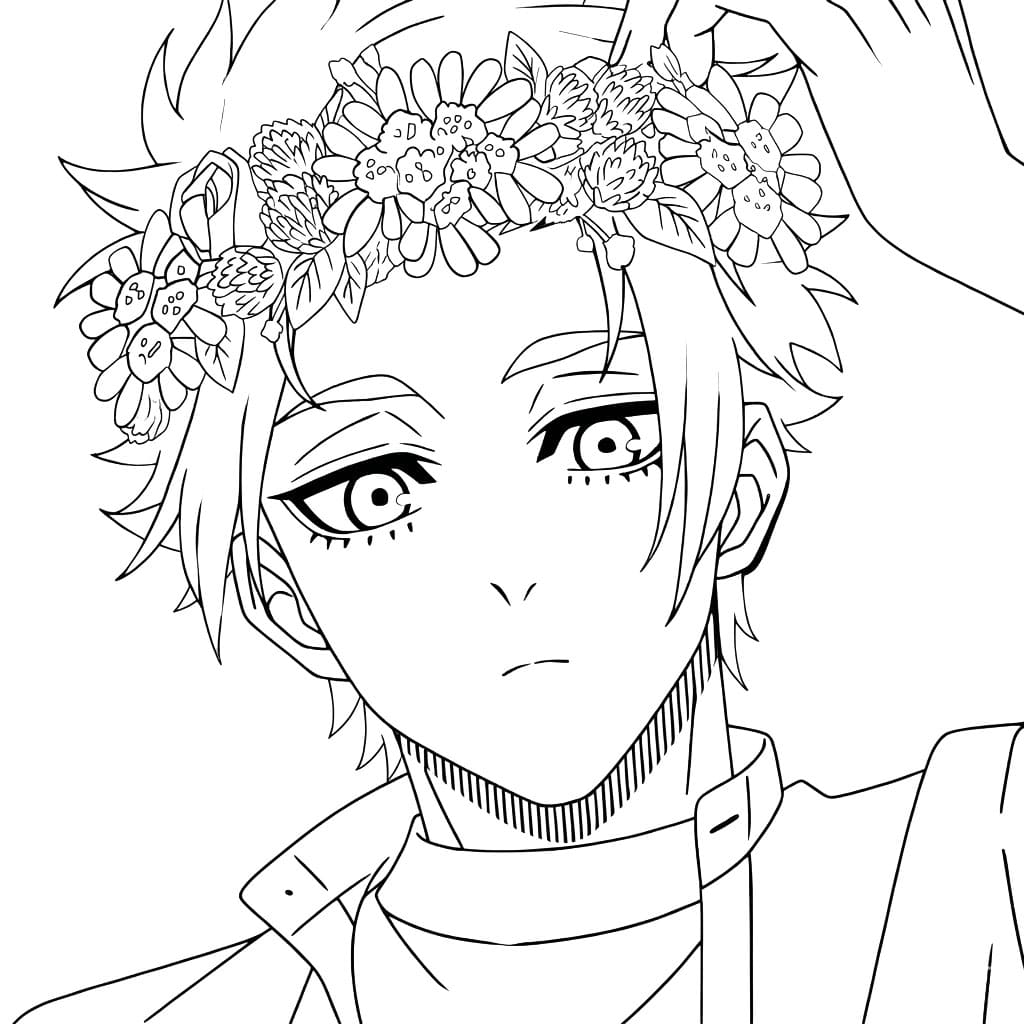 Coloriage Sae Itoshi Couronne Florale