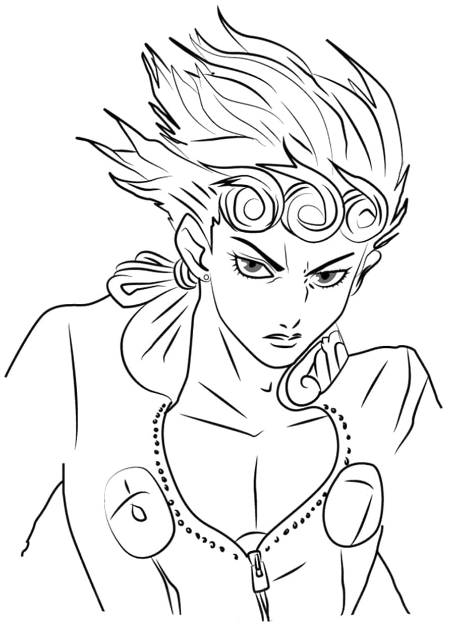 Coloriage Sérieux Giorno Giovanna