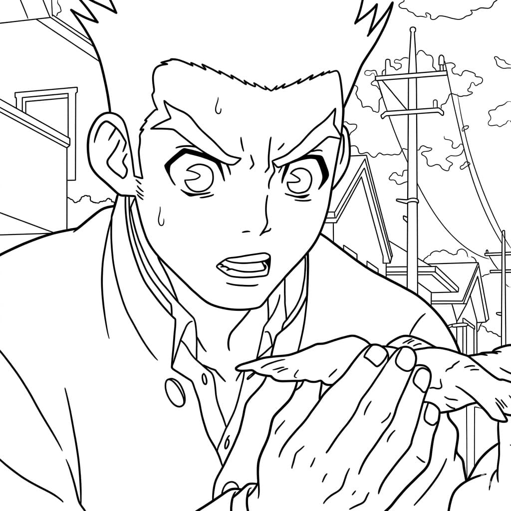 Coloriage Taiju Oki avec oiseau