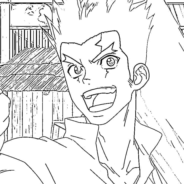 Coloriage Taiju Oki de Anime Dr. Stone