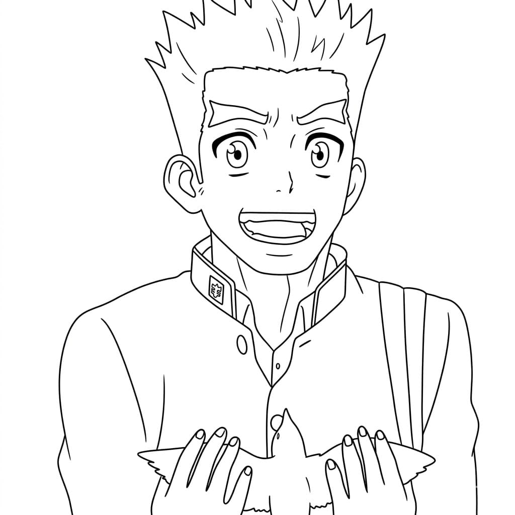 Coloriage Taiju Oki est timide