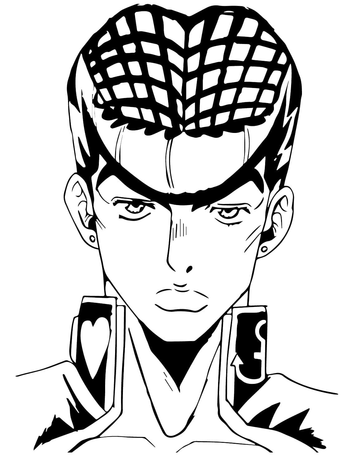Coloriage Visage de Josuke Higashikata
