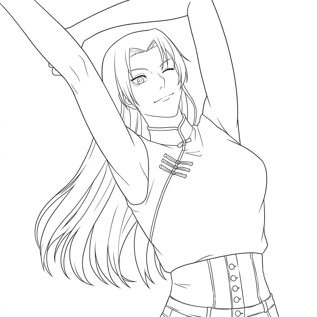 Coloriage Yuki Tsukumo heureuse