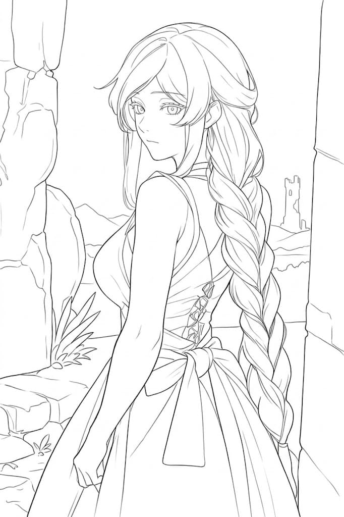 Coloriage Flamme aux Longues Tresses
