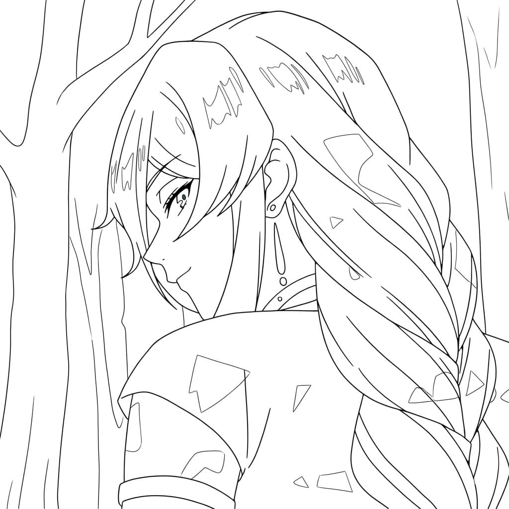Coloriage Flamme derrière l’Arbre