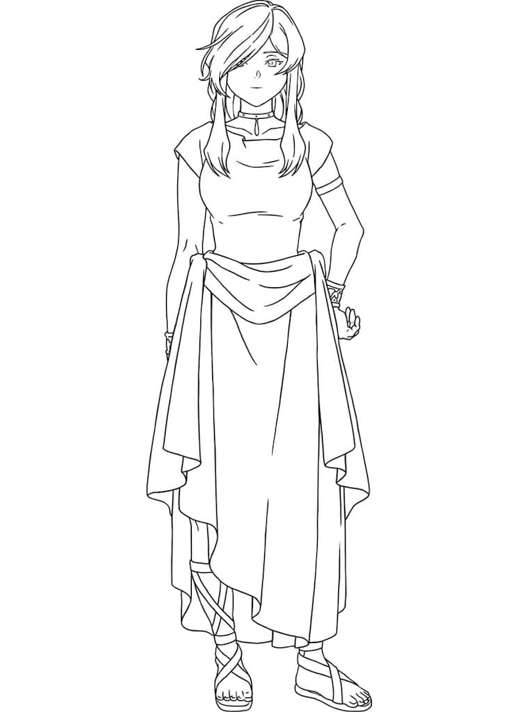 Coloriage Flamme en Robe Simple