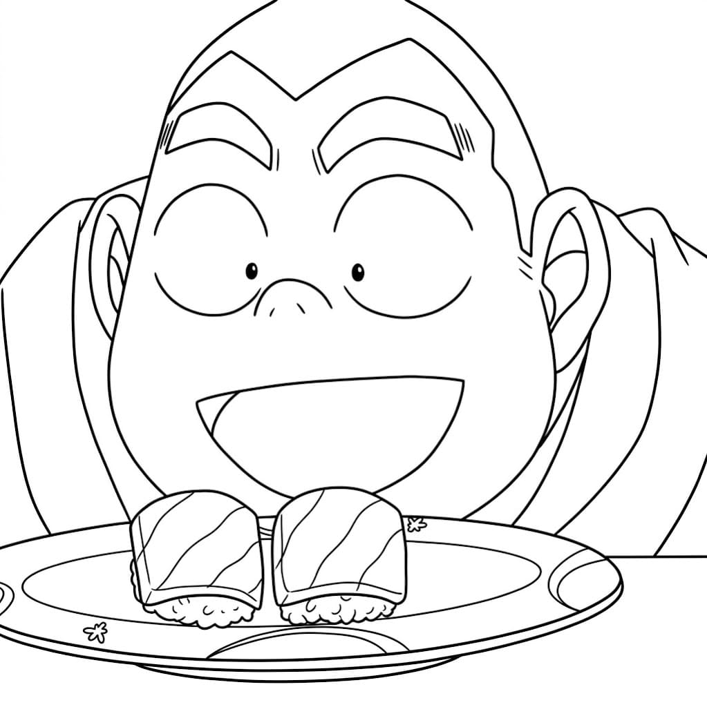 Coloriage Genta Kojima au festin