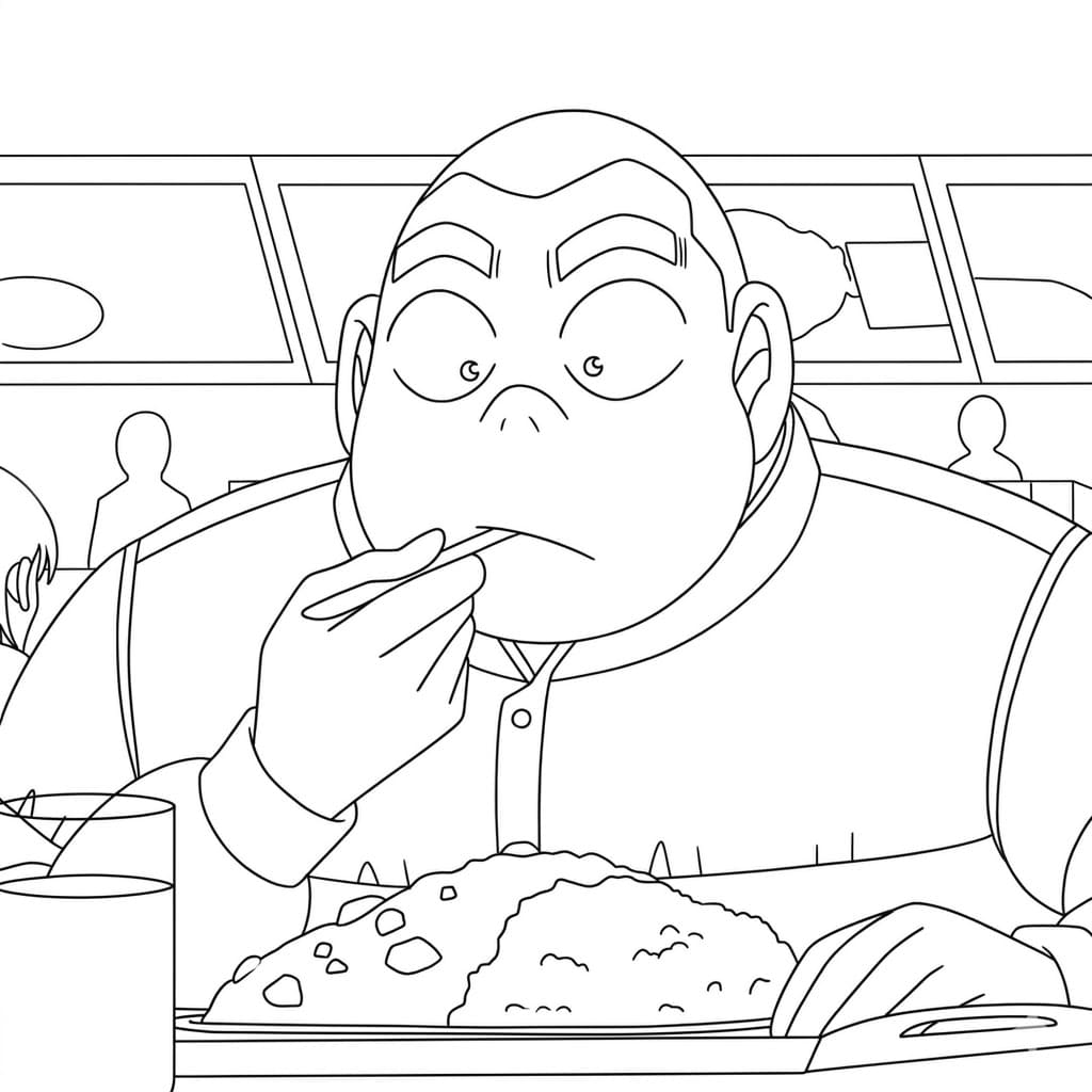 Coloriage Genta Kojima au repas