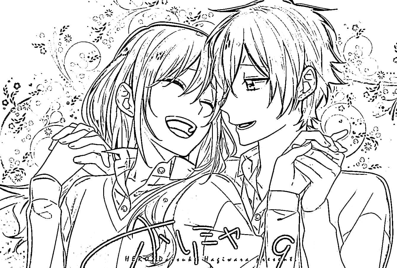 Coloriage Heureux Kyouko Hori et Izumi Miyamura