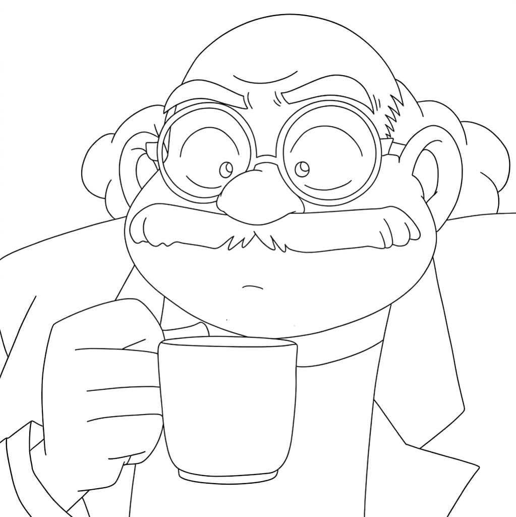 Coloriage Hiroshi Agasa au Café