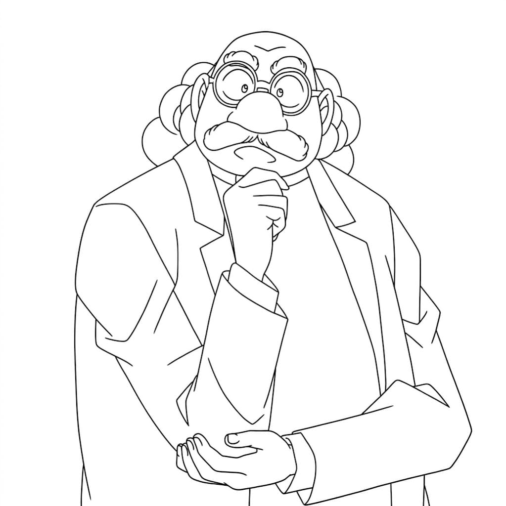Coloriage Hiroshi Agasa Pensif