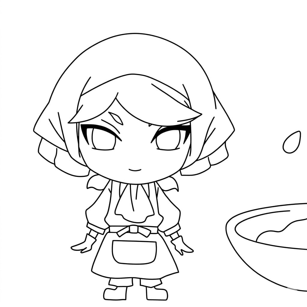 Coloriage Petite François Cuisinière
