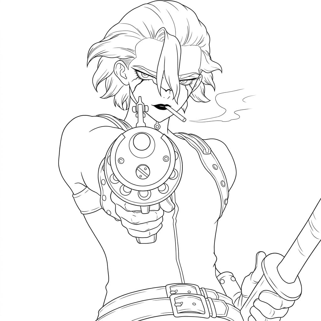 Coloriage Stanley Snyder avec un pistolet