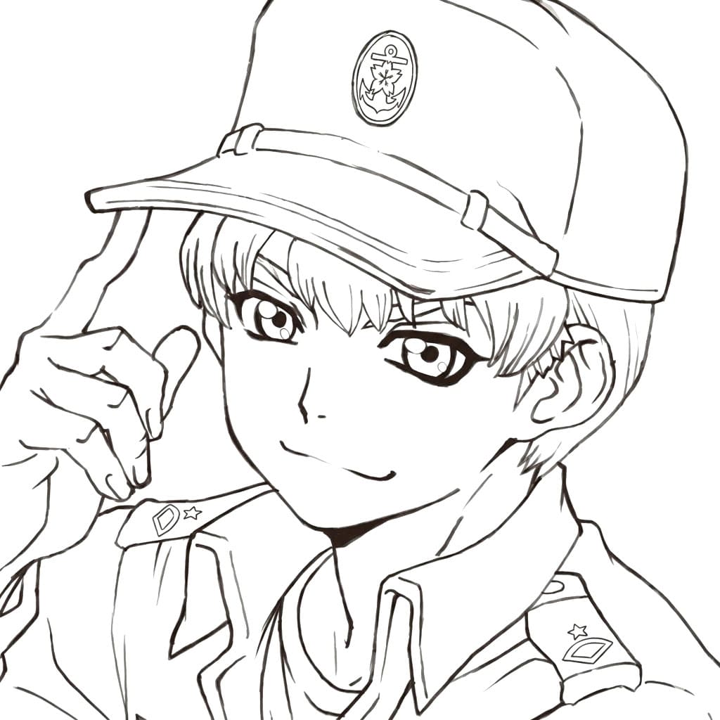 Coloriage Ukyo Saionji policier