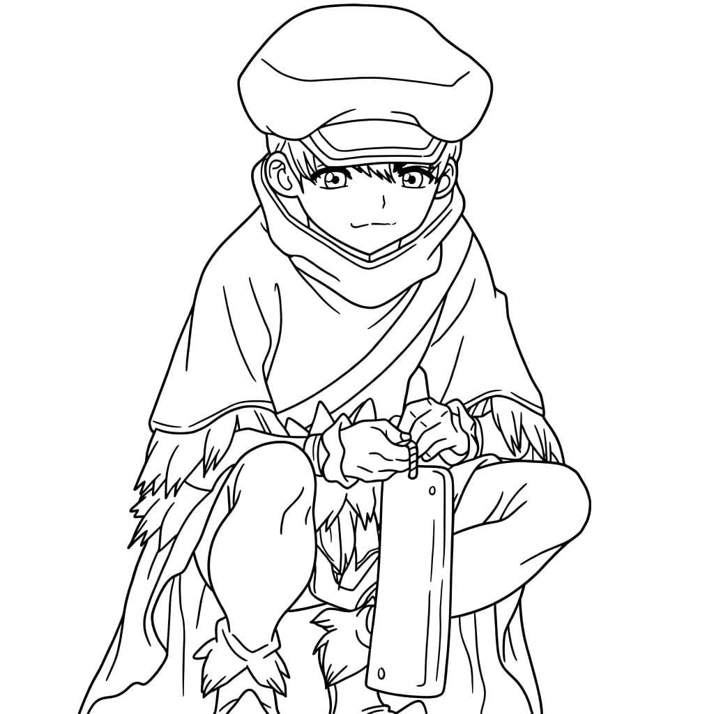 Coloriage Ukyo Saionji se détendre