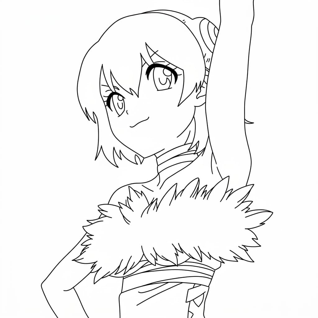 Coloriage Yuzuriha Ogawa lever la main