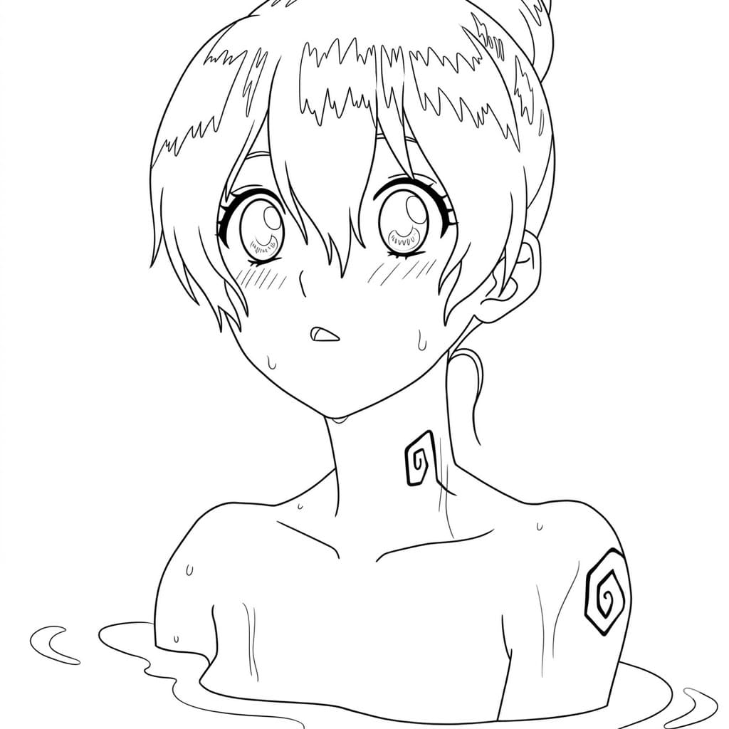 Coloriage Yuzuriha Ogawa prendre une douche