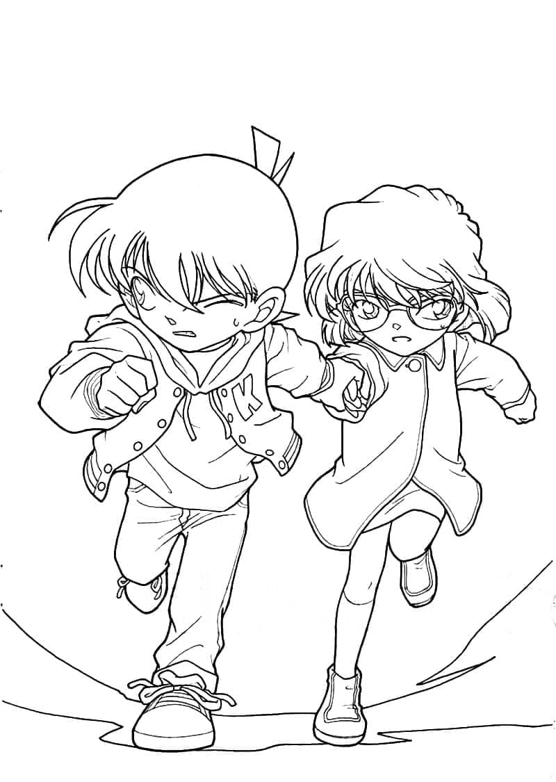 Coloriage Ai Haibara et Conan