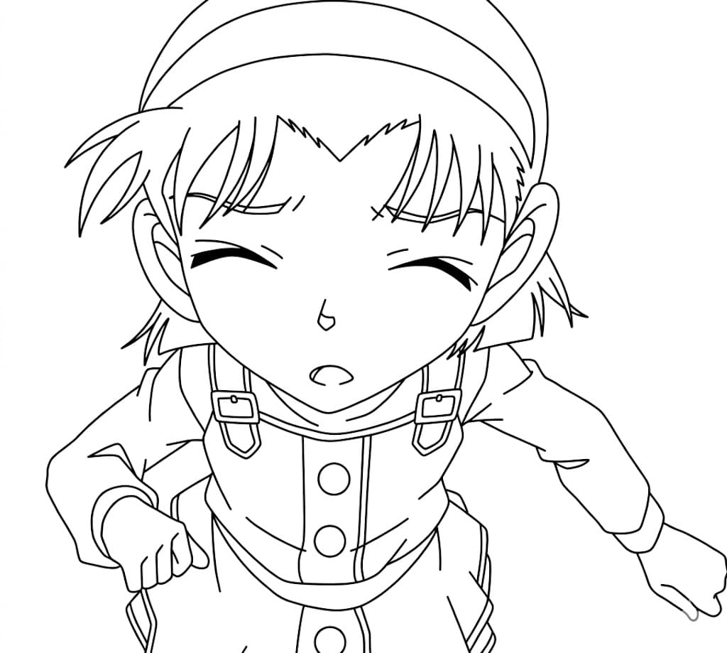 Coloriage Ayumi Yoshida en cours d'exécution