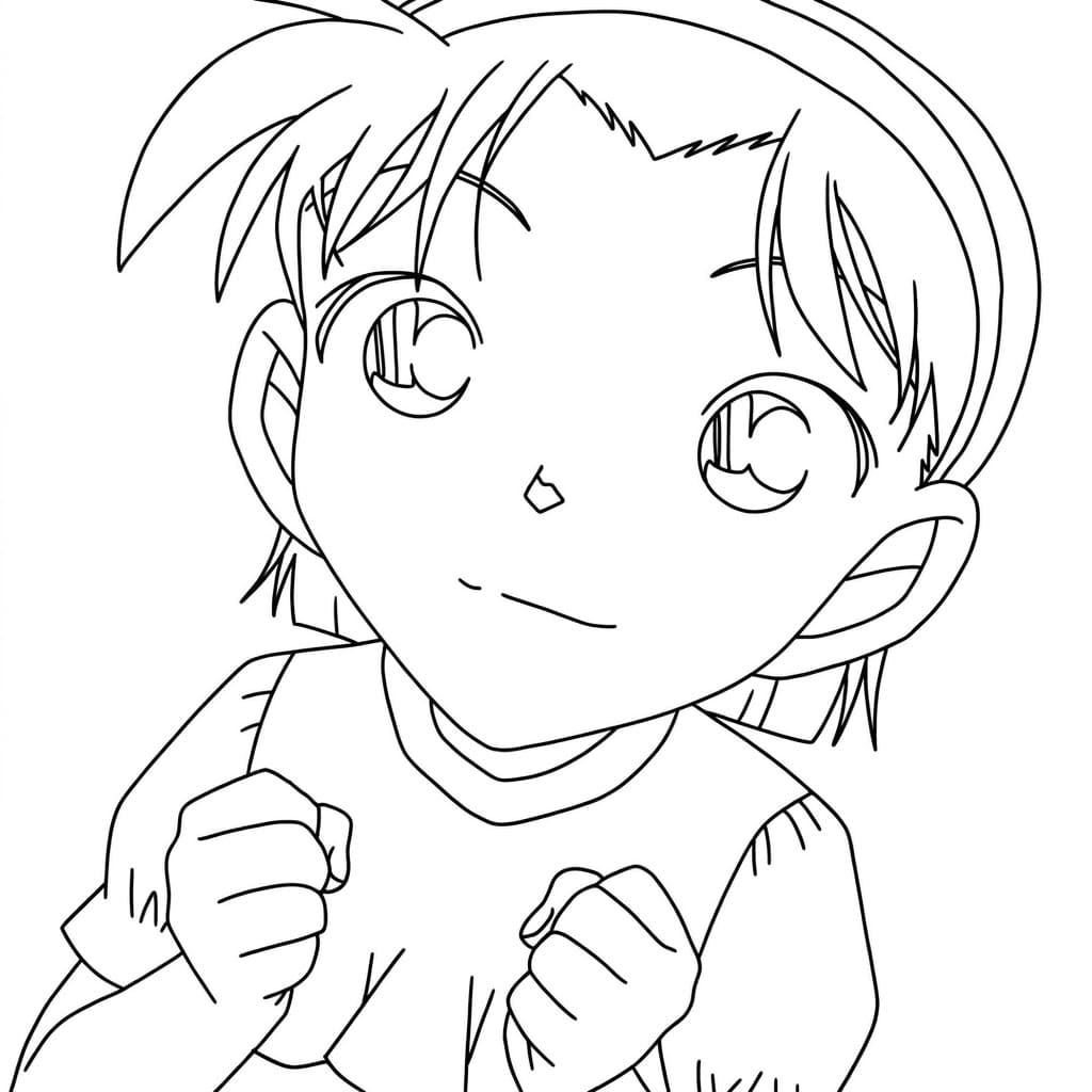 Coloriage Ayumi Yoshida Heureuse